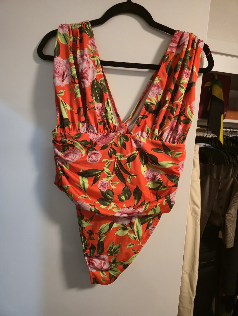 Zara Red / ORANGE Floral One Piece Swim Size L